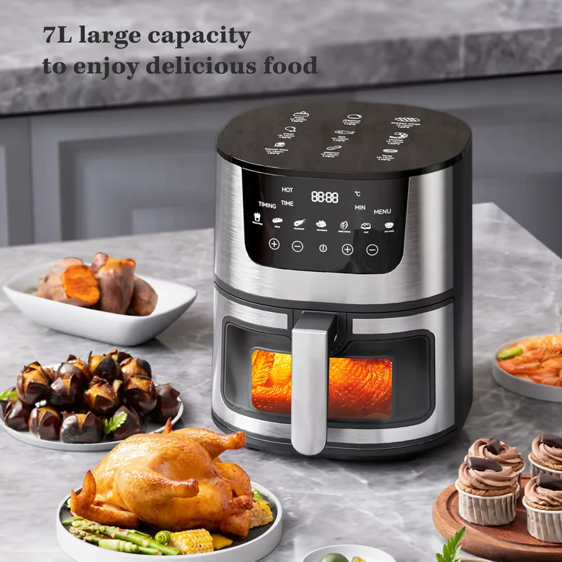Oil-free air fryer Household appliances Intelligent large capacity automatic multi-function chip machine Touch screen