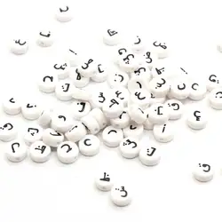 White Arabic Alphabet Cute Letter Beads Mix Alphabets Round Shape 3*7*7mm 3400pcs/bag Kawaii for Kids Bracelet Making
