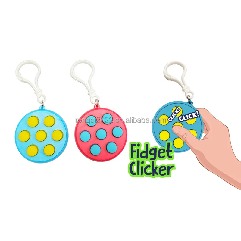 New Sensory Squeeze Fidget Clicker Press Bubble Pop Pop Toy Stress Relief Fidget Toys Keychain For Kids Adult