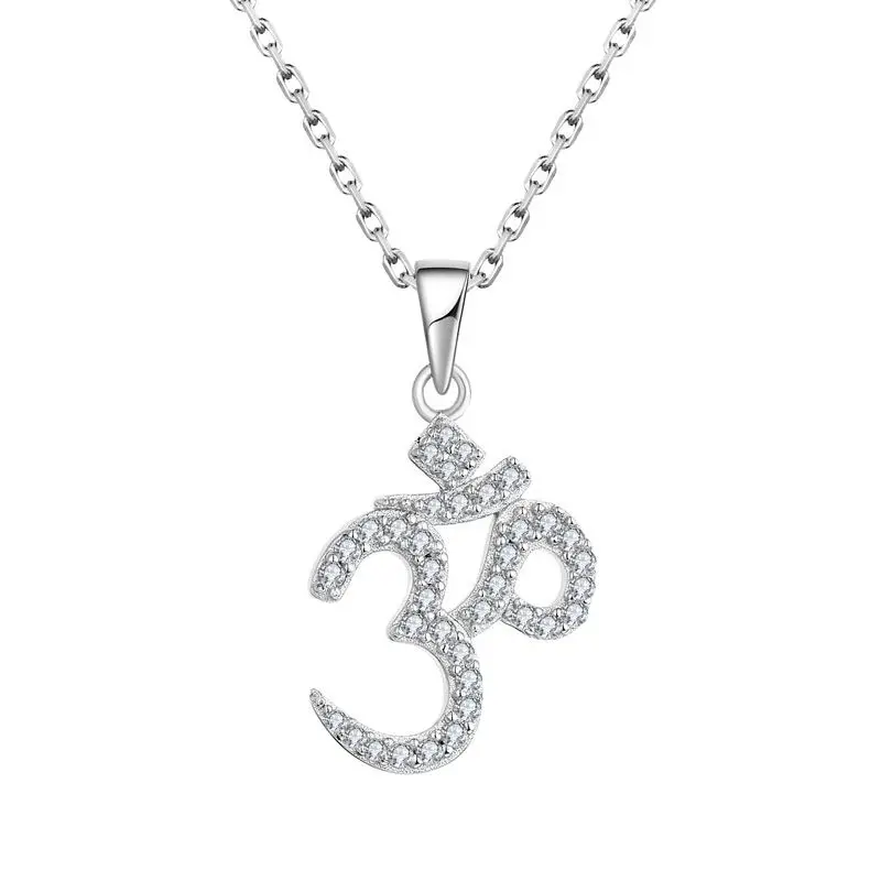 Factory Direct Selling Rhodium High Polish Shinny Silver 925 Sterling Silver Om Ohm Yoga Necklace