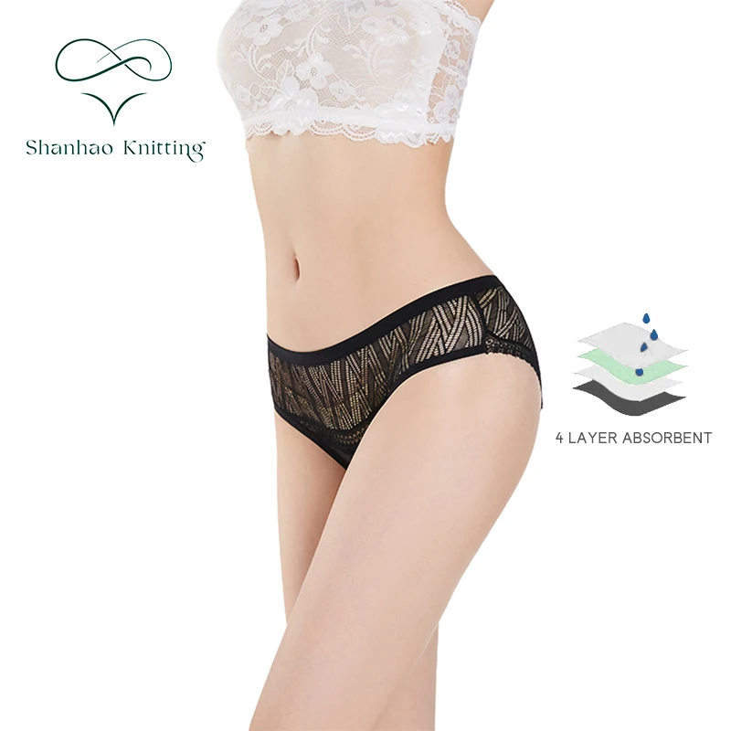 Wholesale high quality lace sexy women safety menstrual underwear sustainable menstrual period panties underwear