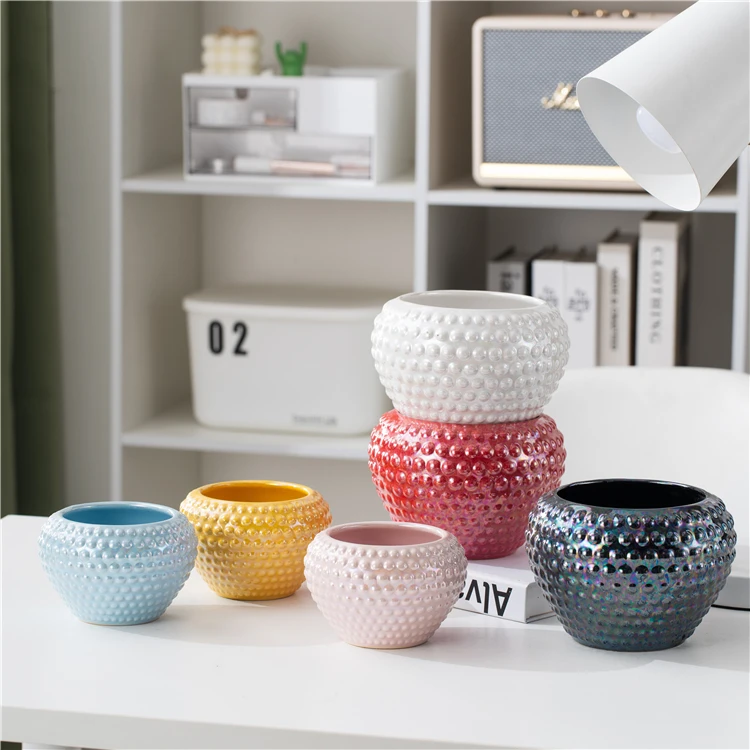 Modern handmade home garden decorative round ceramic plant flower pot molds for planters