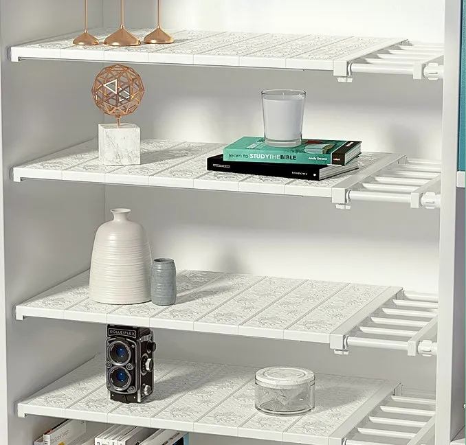 Wardrobe Layered Partition Cabinet Tube Dormitory Storage Telescopic Nail-Free Storage Kitchen Bathroom Rack