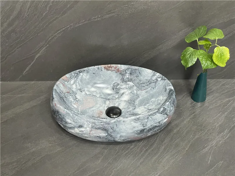 OVS 2023 Luxury bathroom vasque marble design sink ceramic lavandino oval vessel above table bath room vanity sink art basin