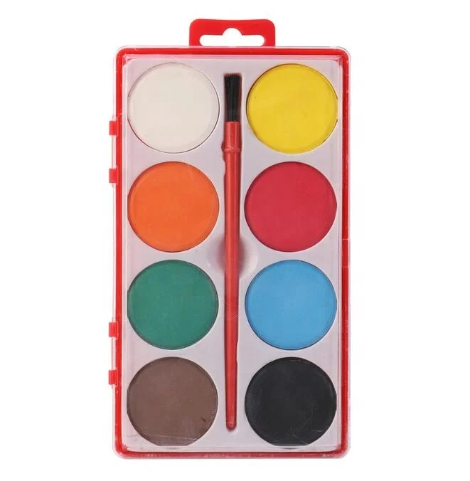 aquarelle watercolor paint cake with brush school stationery for kids