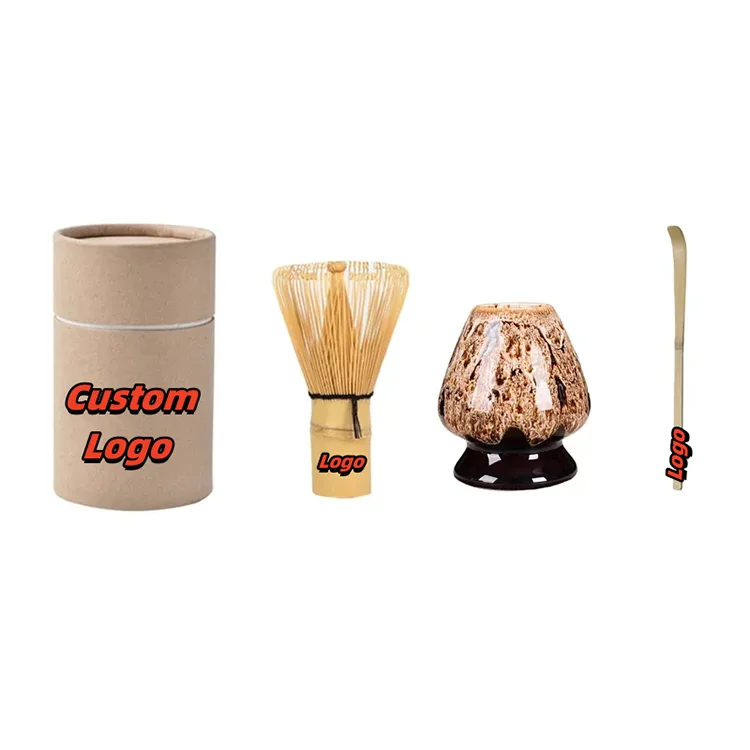 Wholesale custom logo bamboo whisk with box tea ceremony 3 pieces tradition matcha kit