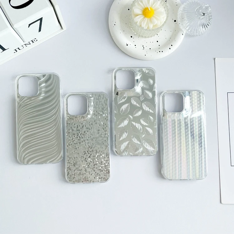 Glitter lens film Laser color change New feather leaf phone case for iphone 15 plus 14pro 13 case