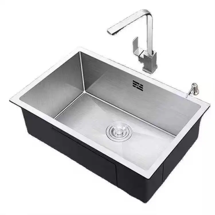 Luxury Modern Rectangular Hand Made Sink Kitchen Single Bowl Handmade Sink Undermount 304 Stainless Steel Kitchen Sink