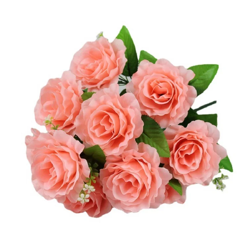 Cheap Price Custom High Quality Modern Style Wedding Artificial Flower 12 Polish Roses Bouquets