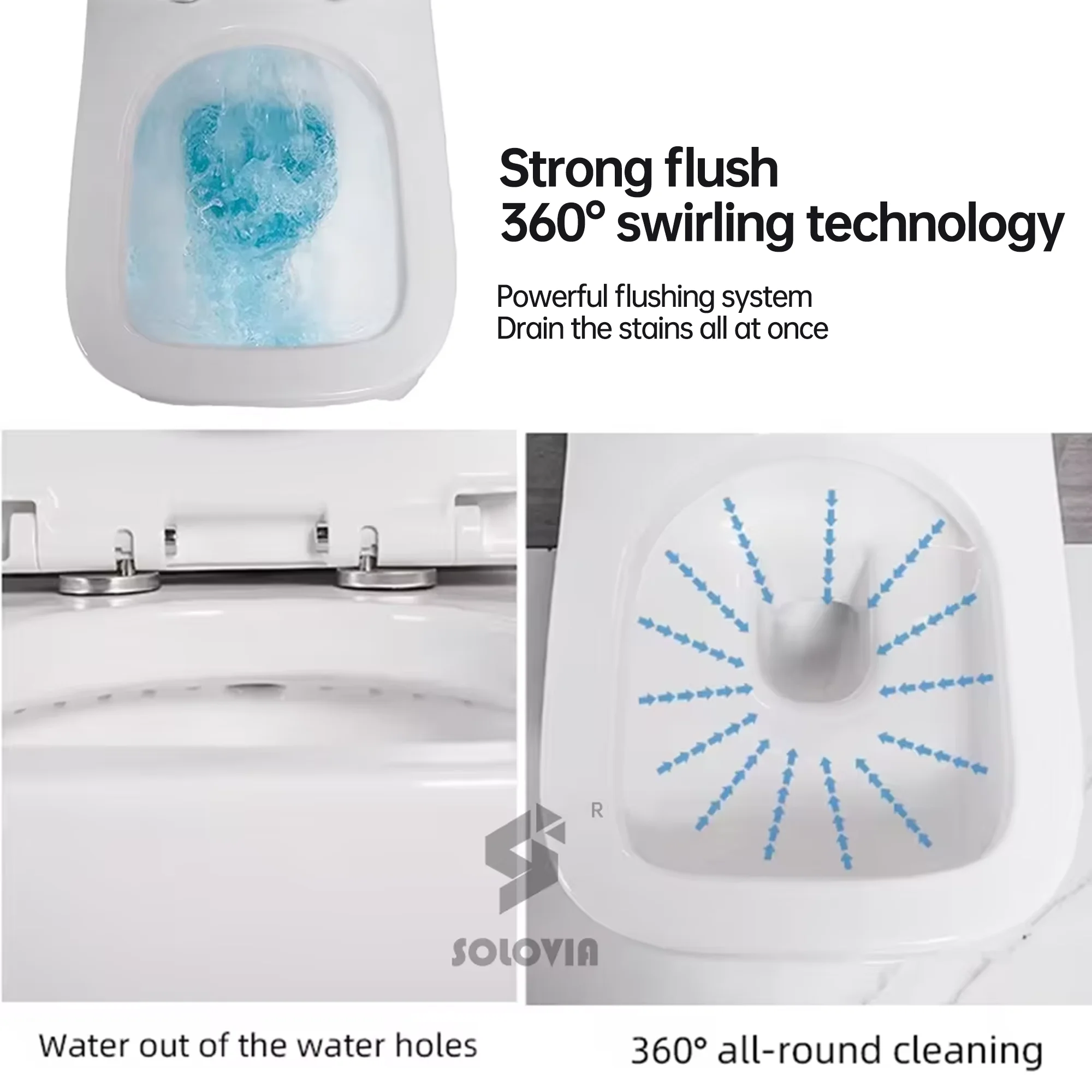 Solovia Toilette Bowl Wc Suspend Modern Hanging Mount Water Closet Rimless Floating Ceramic Wall Hung Toilet for European Market