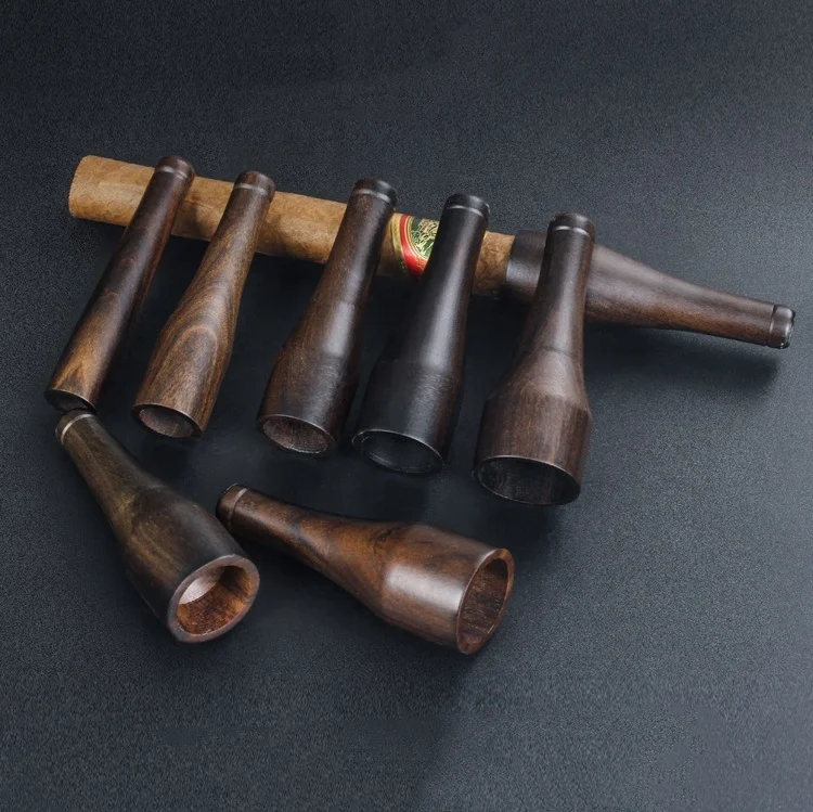 Wholesale Portable Cigar Holder 25-65 Gauge Ebony Wooden Cigar Smoking Mouthpiece