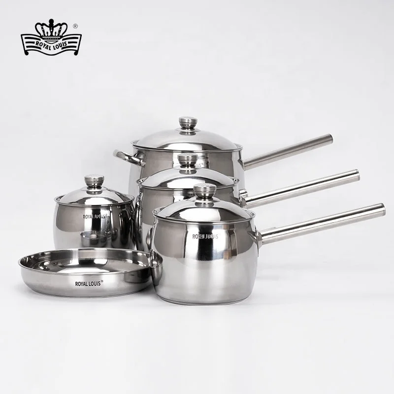 Customizable 9 Pcs Stainless Steel Cookware Set Commercial Pot  Set With Long Handle Restaurant Sauce Pan Frying Pan Kitchenware