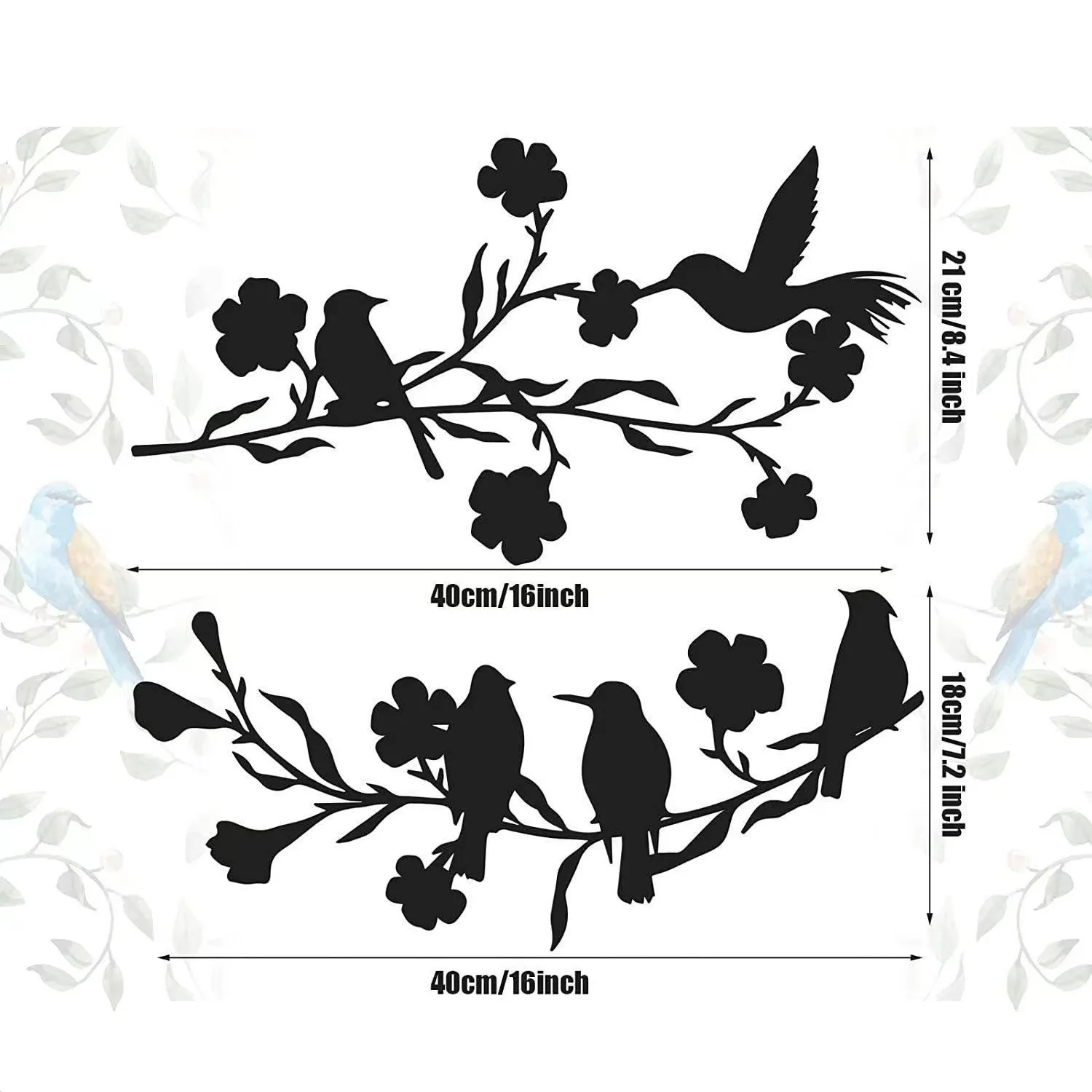 Latest Pop Bird In The Tree Metal Pendant Cross Border Wall Silhouette Magpie Plum Wall Decoration