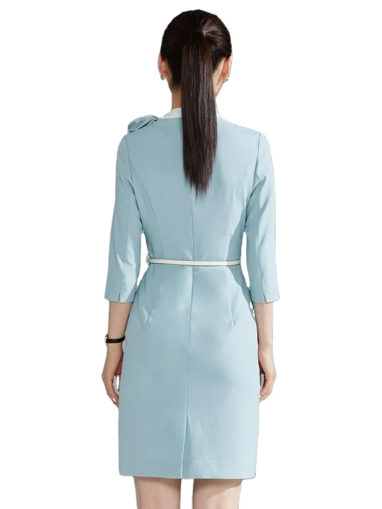 Custom High Quality Red Airline Uniform Flight Attendant Wear Air Pilot Stewardess Coat and Skirt Set For Stewardess