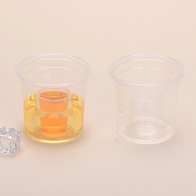 PET Cold Drink Clear Bomb Cup-In-Cup Plastic for Soft Drink Plastic Bomb Shot Cup 150ML