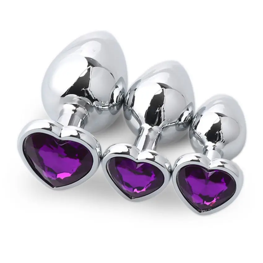Butt Plug for Anal Plug Adult Sex Toy Heart Shape Diamond Base Metal Anal Plug Sex Toy for Women