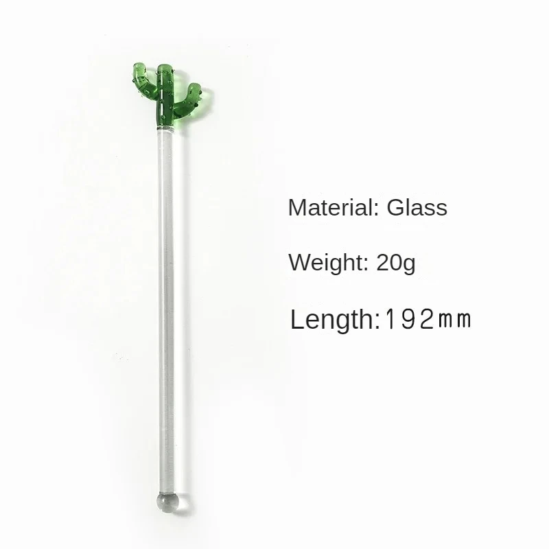 Wholesale Customized Cactus Reusable Coffee Stirring Swizzle Stick, Glass Stirring Rod for Coffee Beverage Cocktail Tea Gifts