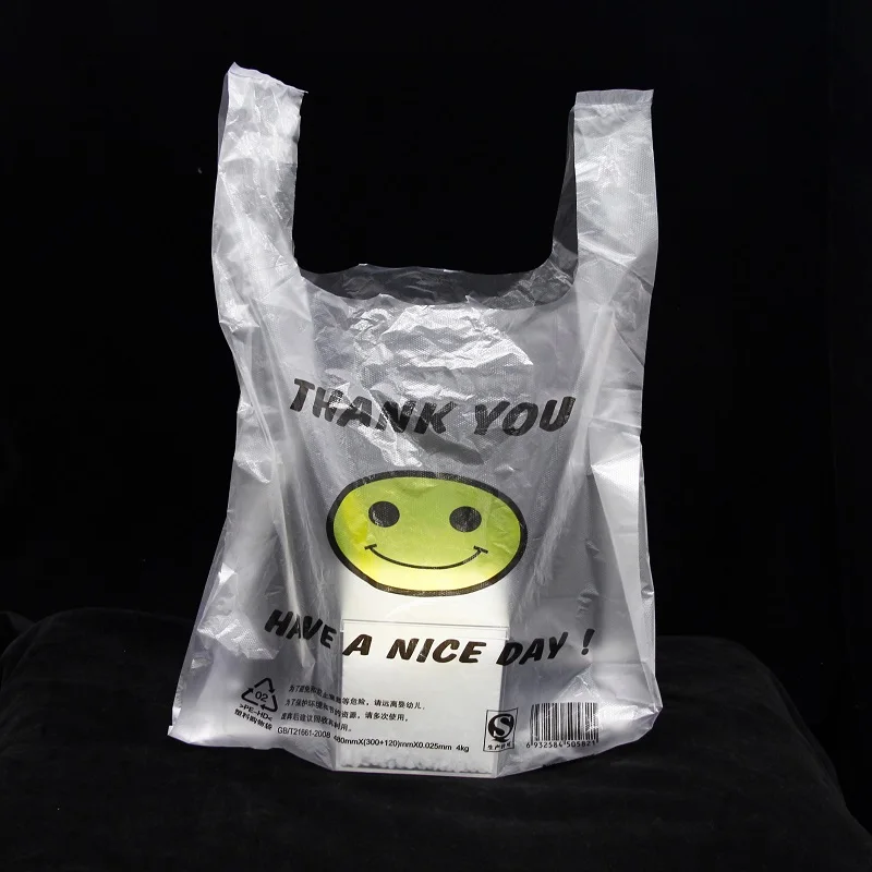 HDPE/LDPE  Bioplastic Shopping Thank You Plastic Bag Custom Plastic Shopping Bag With Logos