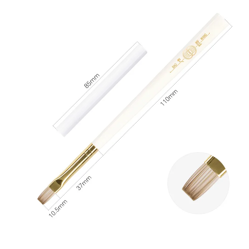 BW3-05 White Jade Series Acrylic Handle Novel Nylon PET Hair Gel Brush Flat Nail Art Brush Set Custom Logo Nail Art Tool