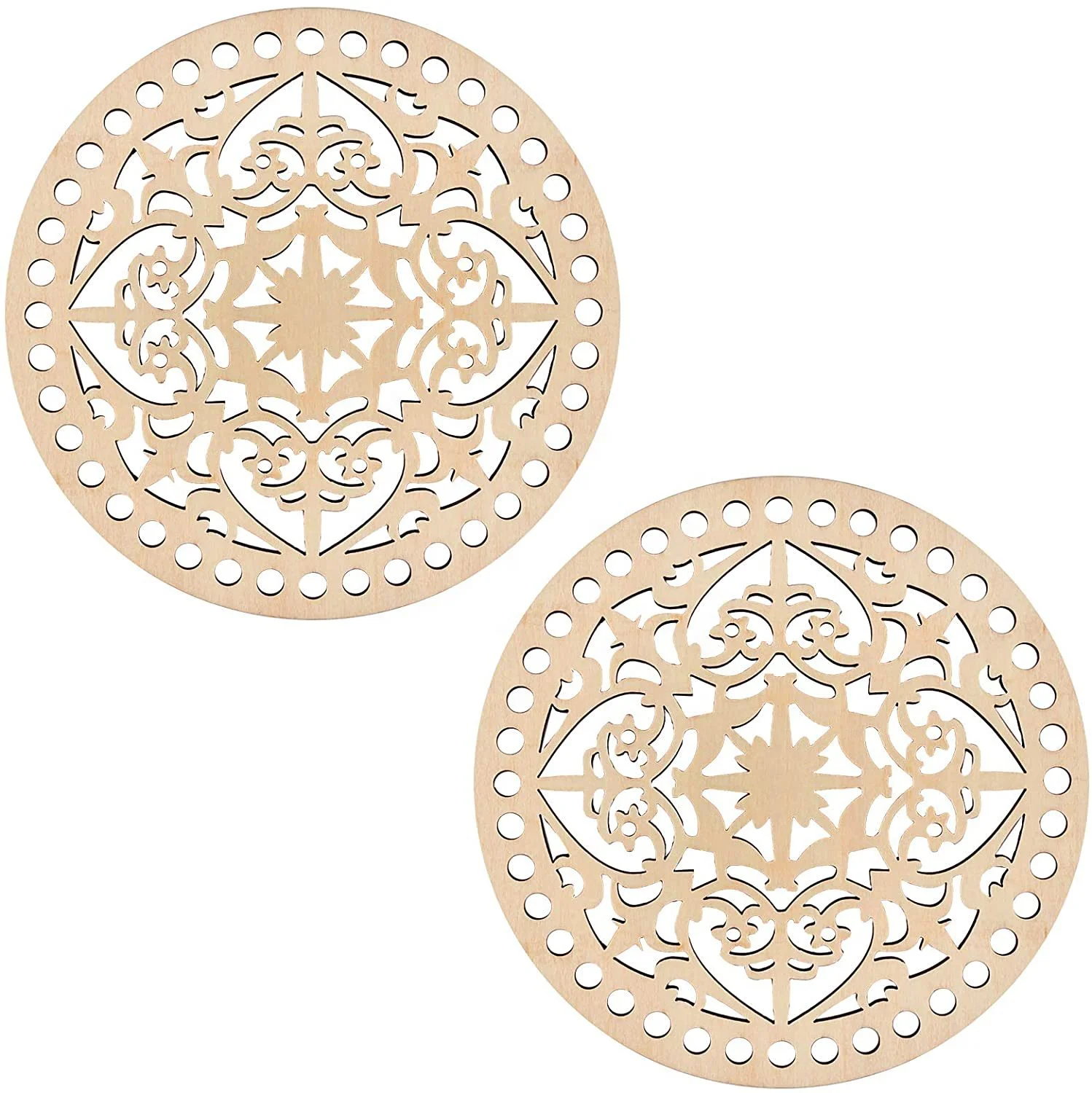 custom wood crafts accessories diy embroidery ring blank crochet basket  base bottom hand bags