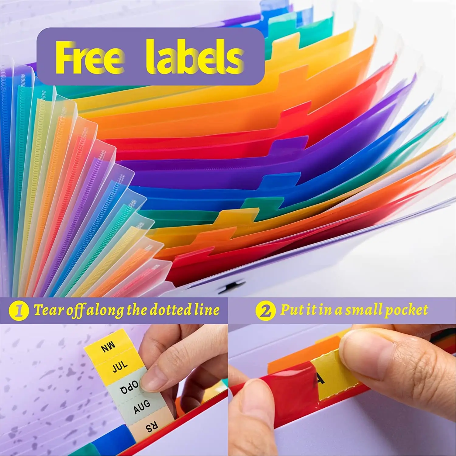 Oem Storage Box Case 13 Pocket Accordion Folder A4 Plastic Document File Bag Expanding File With Handle