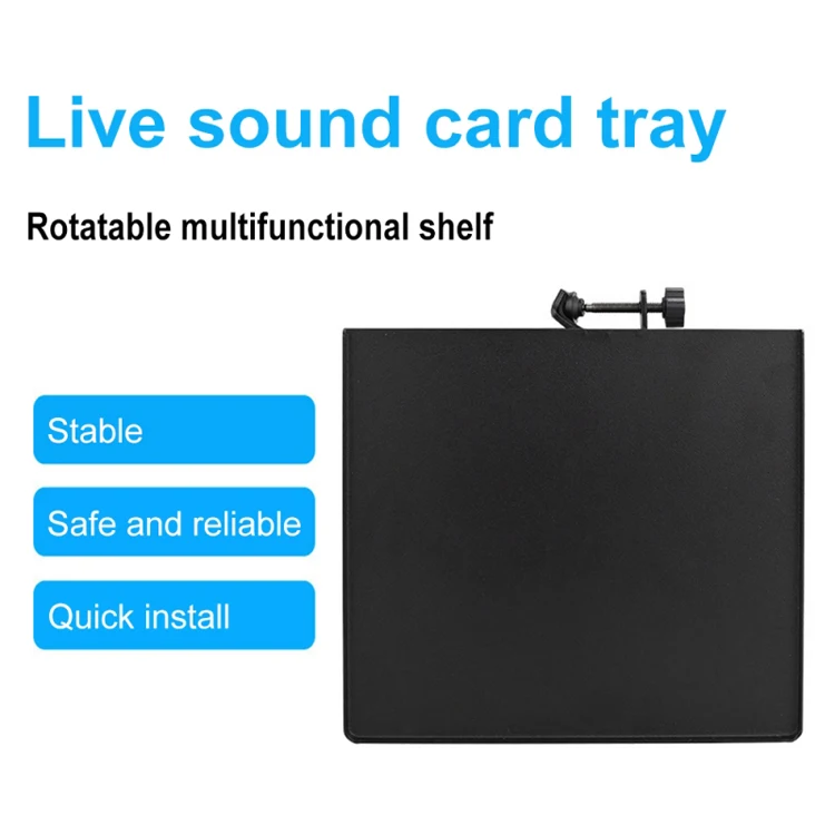  Universal Sound Card Tray Live Broadcast Microphone Mic Rack Stand Phone Clip Holder Black Music