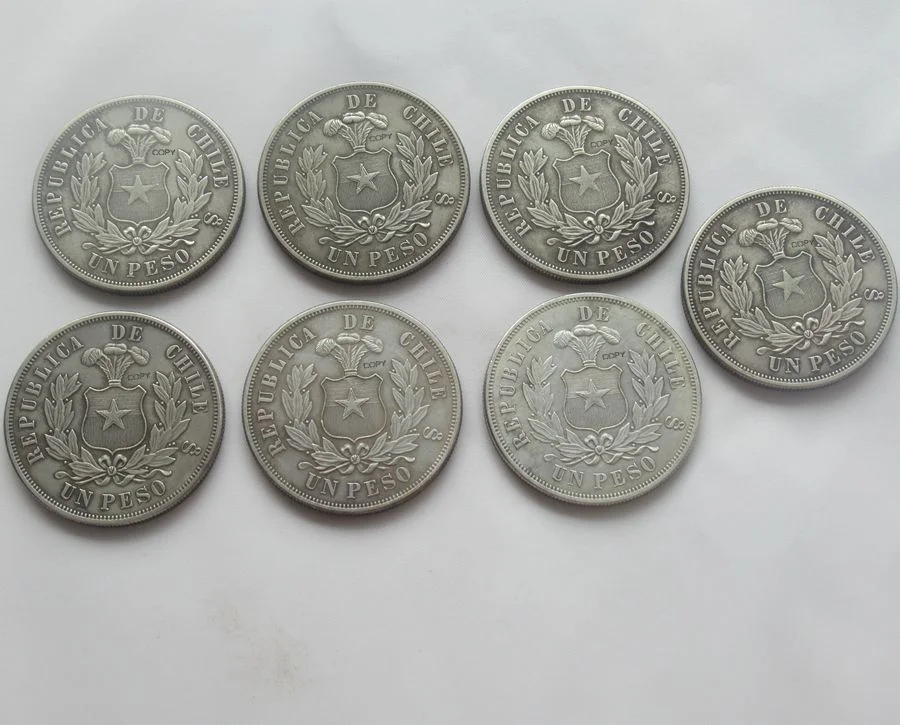 Reproduction Chile 1 Peso 1875 - 1891 7pcs Optional Silver Plated Decorative Commemorative Coins