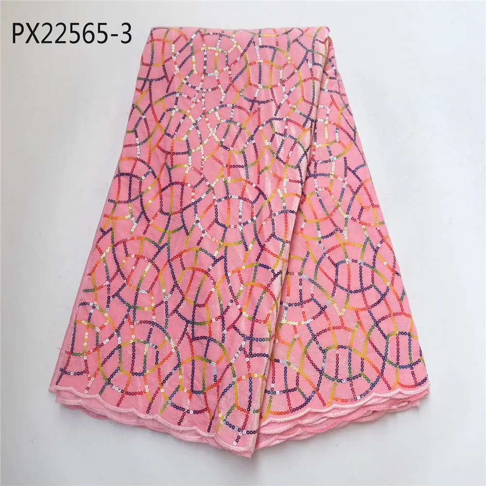 PX22565-1 Orange color African fabric wholesale cotton crochet lace for wedding dress