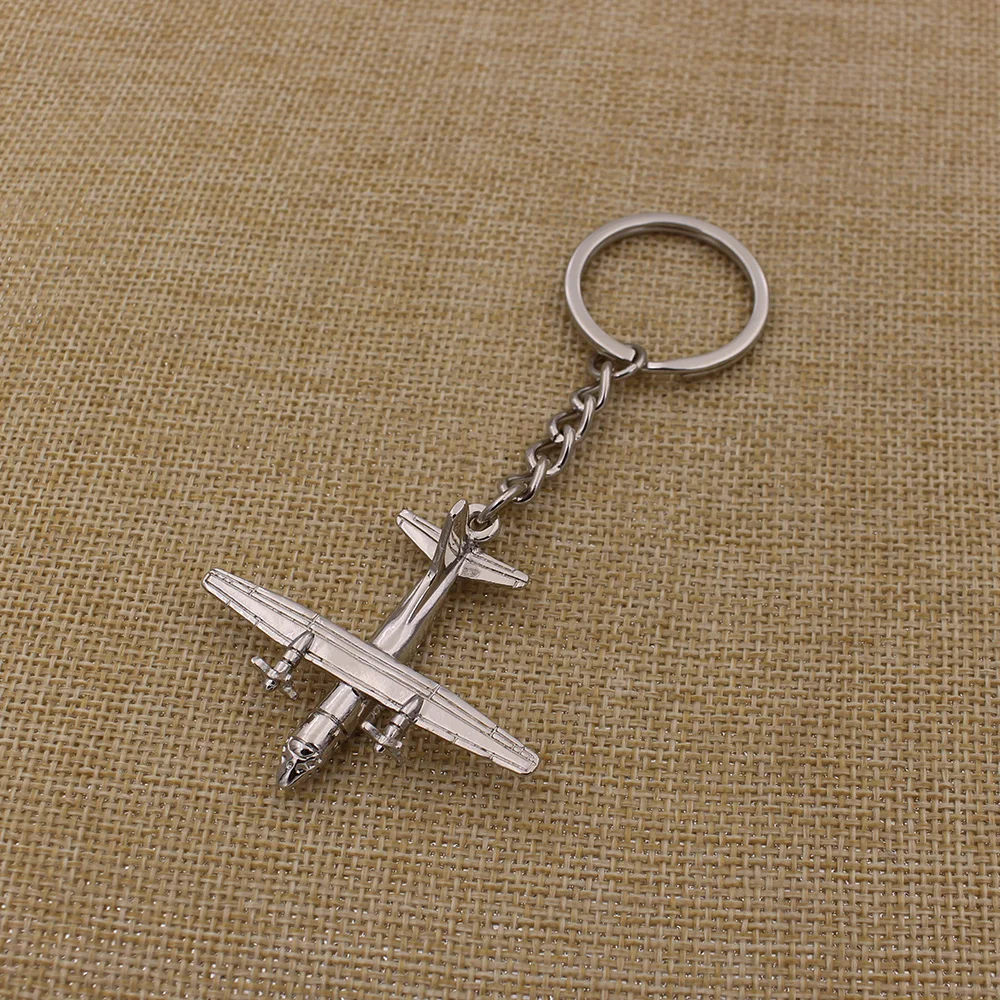 Custom made creative three-dimensional aircraft model batch key chain plane travel blank key chain