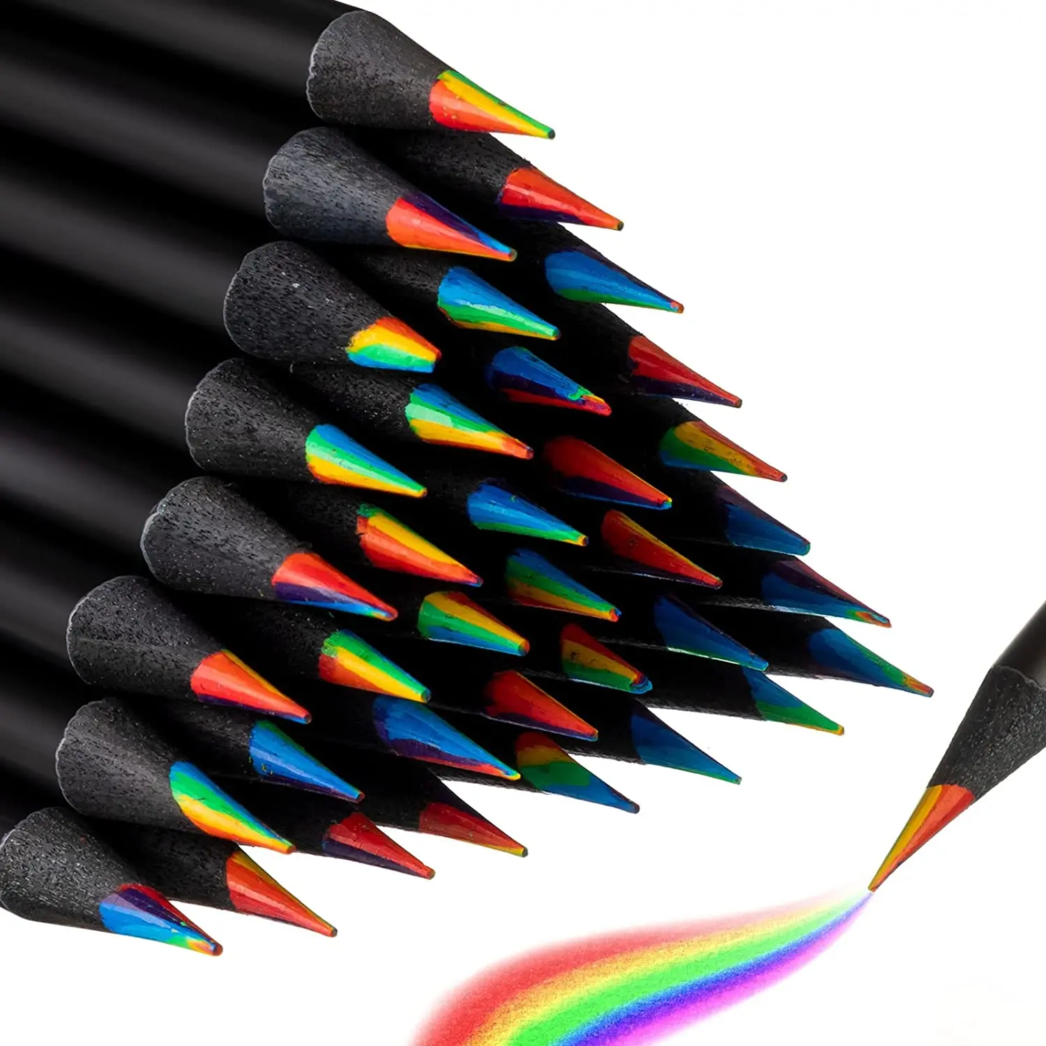 XinyiArt художественный поставщик 3,3 мм карандаш из свинцового дерева черный 7 цветов в 1 радужные цветные карандаши разноцветные карандаши для раскраски