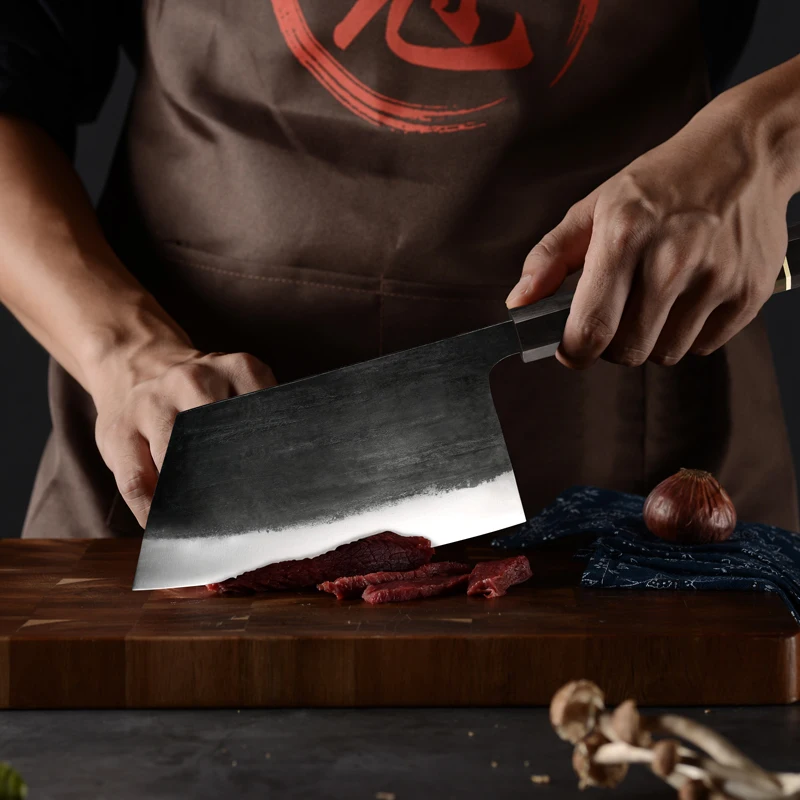 custom hand forged high carbon steel chef knife professional butcher knife with wood handle