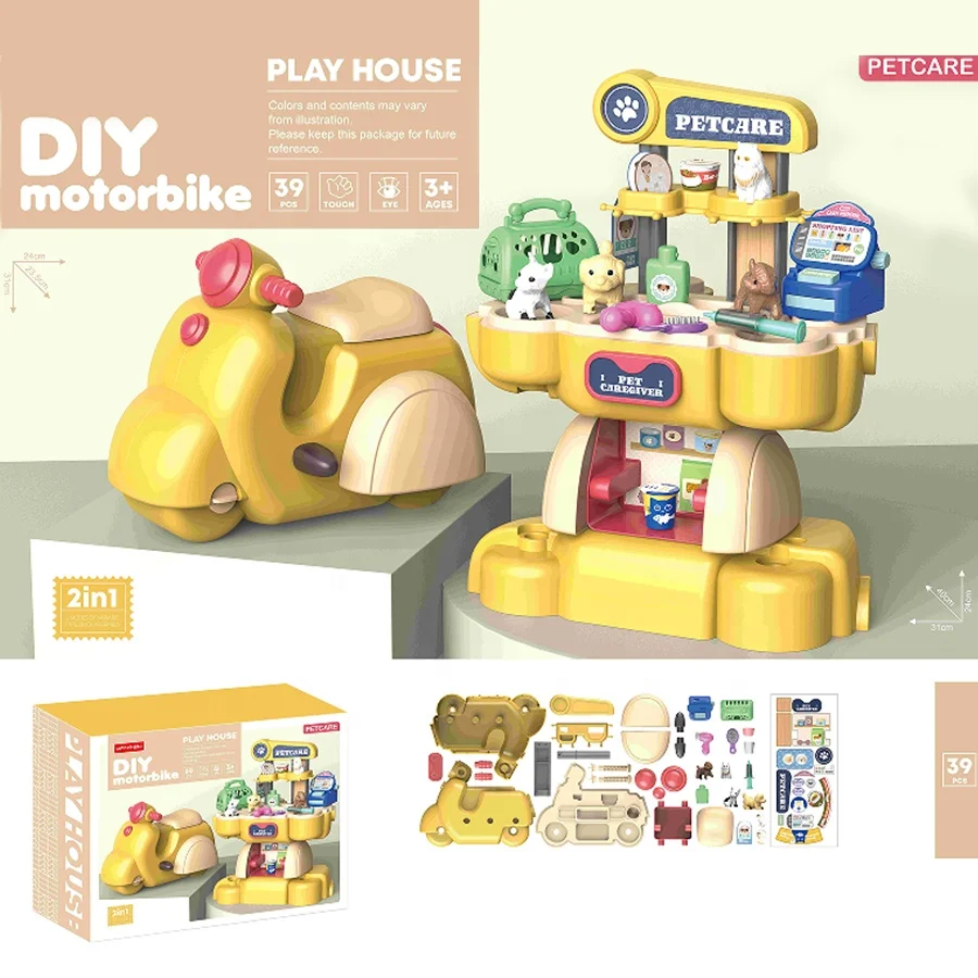 39Pcs Backpack Toy 2 in 1 Dog Pet Vet Play Set 21PCS Role Play Doctor Kit with Water Pump for Kids Pet Caregiver Play Toys