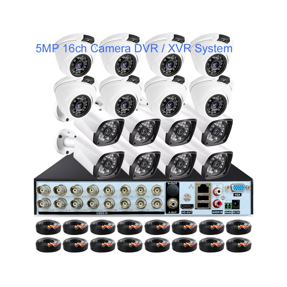 face detection 5MP 8MP 16ch 16 32 channel home surveillance security camera system 4K AHD DVR recorder CCTV camera analog 12 kit
