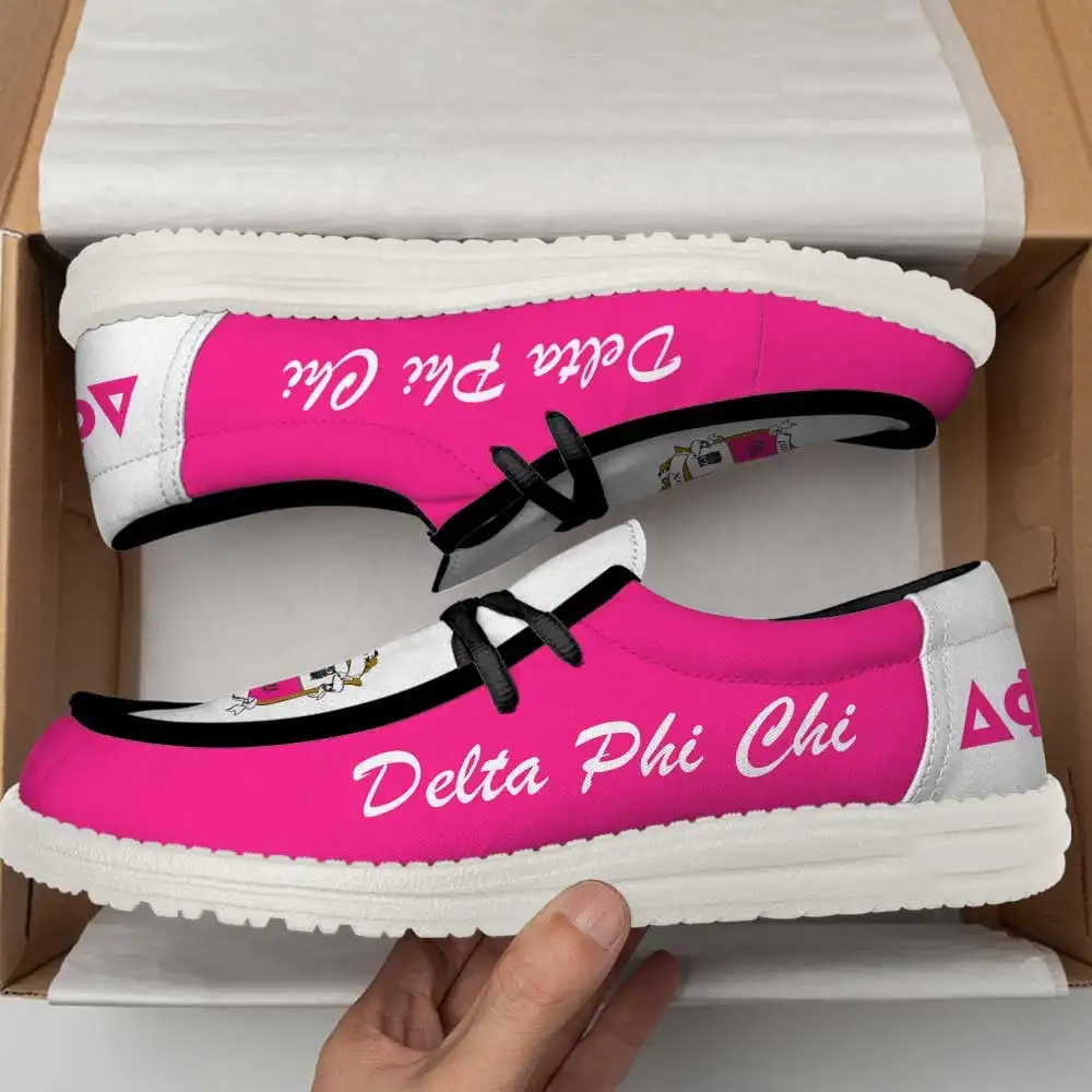 2024 Unisex Fashion Lace up Canvas Sneakers Custom Delta Phi Chi Sorority logo Running Sneakers Canvas Boat Shoes For Unisex