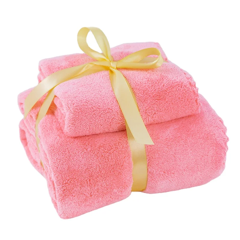 Coral fleece bath towel set two-piece adult bath towel soft absorbent large bath towel 35*75cm 70*140cm