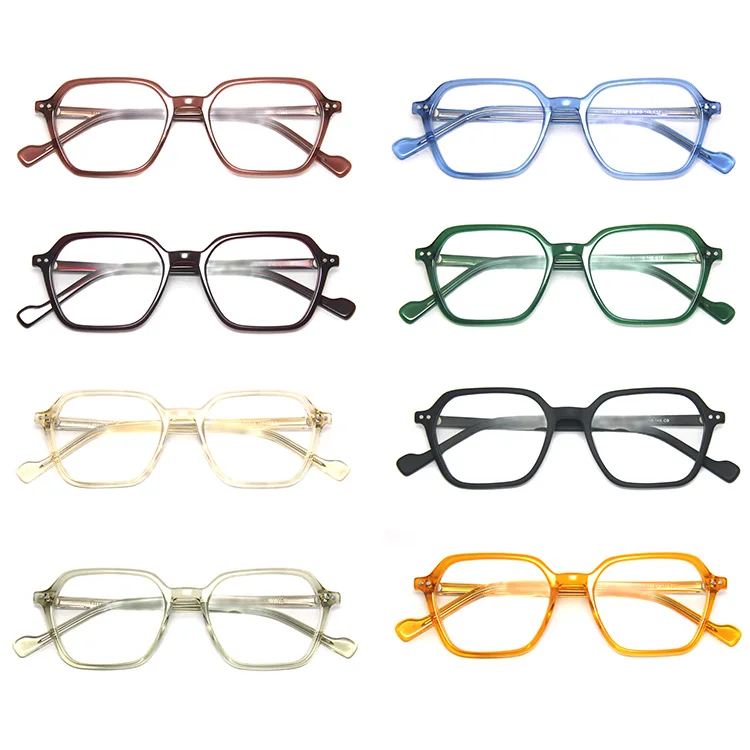 Unisex European Stock Acetate Optical Glasses Frame Small Retro Colored Print Eyewear for Men and Women