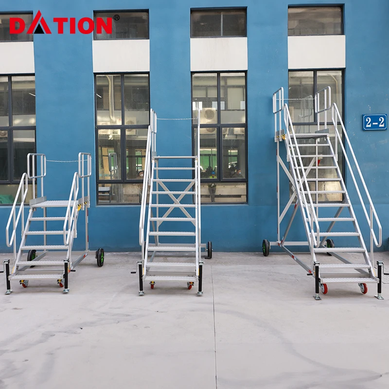 Professional Customized Adjustable Aluminum Work Platform Ladder Aluminum Industry Combined With Aisle Platform Rolling Ladder