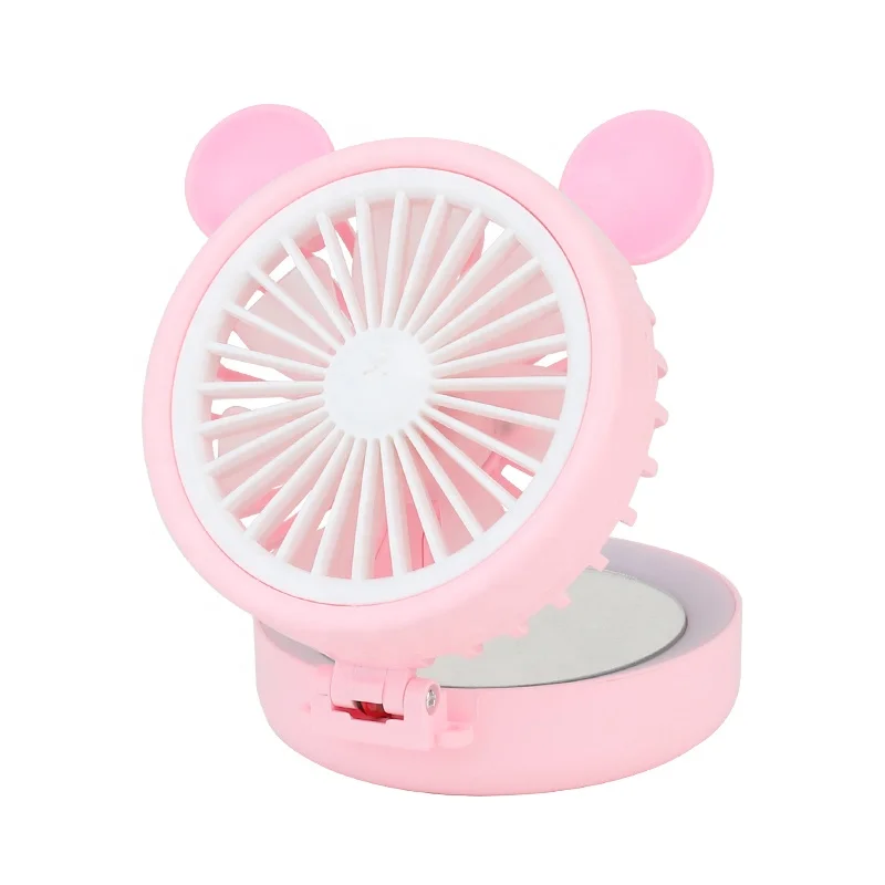 
Милый портативный ручной вентилятор в мультяшном стиле, светодиодный мини-вентилятор USB для зеркала красоты 