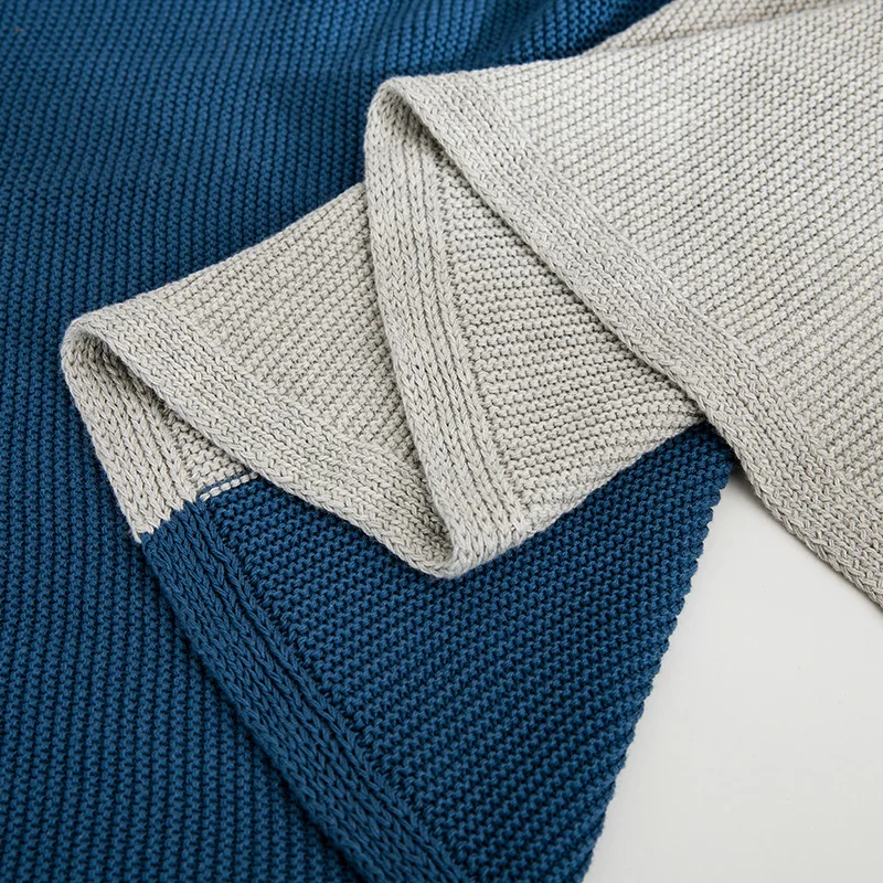 Rl Knitted Soft Strip Crochet Baby Weight Organic Cotton Kids Knit Throw Blanket Hoodie for Wniter Summer Spring Home Decoration