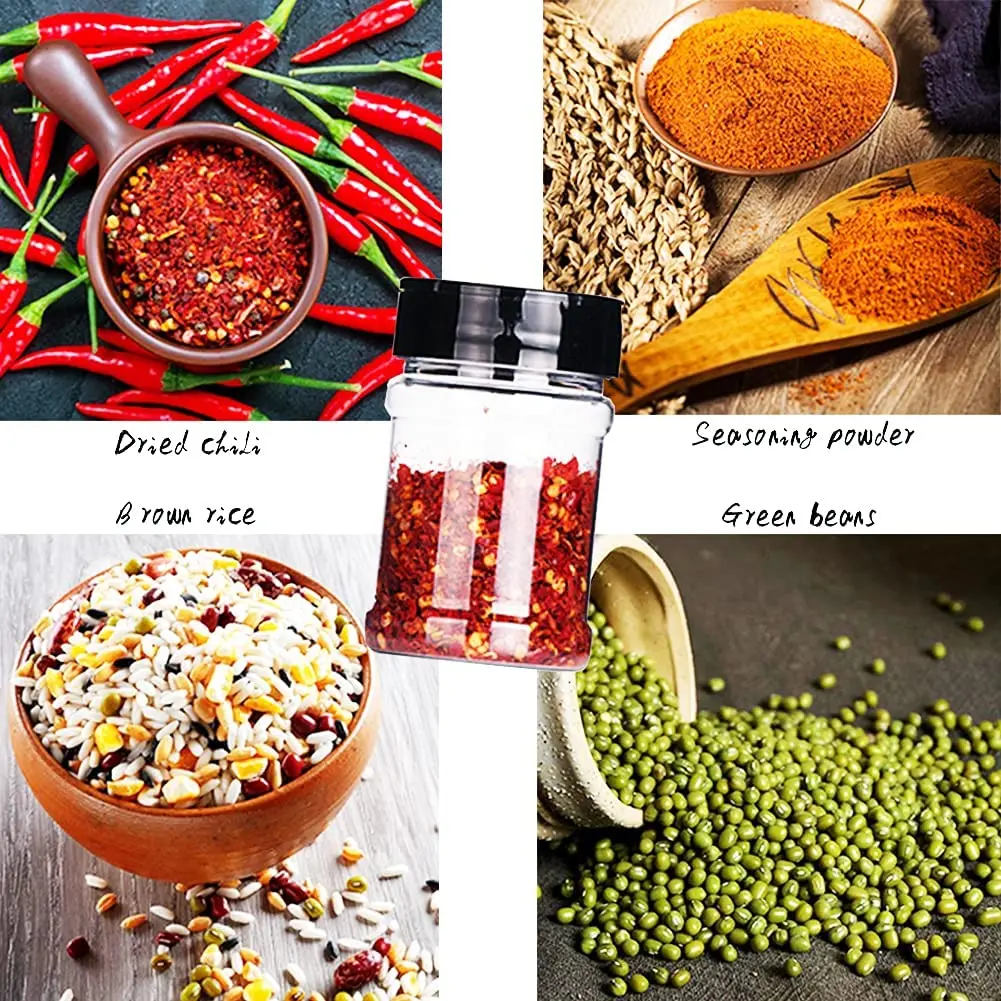 Wholesale Kitchen Pepper Powder Spice Jar With Label Empty Salt Shaker Plastic Spice Bottle Jars For Packaging