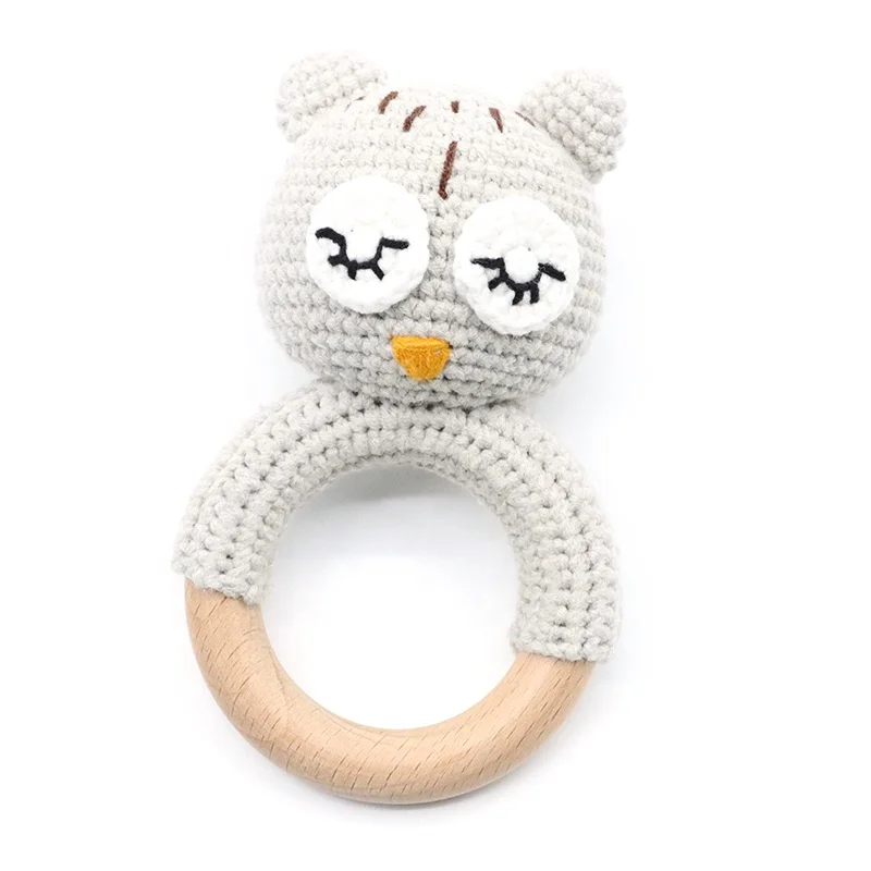 Органическое Натуральное детское буковое деревянное кольцо прорезыватель Игрушка прорезыватель погремушка