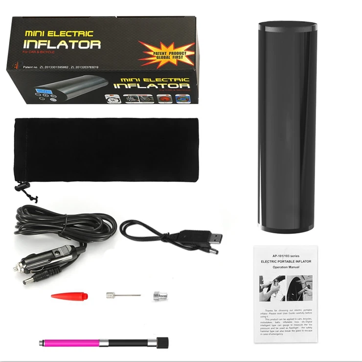 YIJING OEM 150PSI high pressure mini portable smart electric tire inflator ball scooter bike car air compressor pump