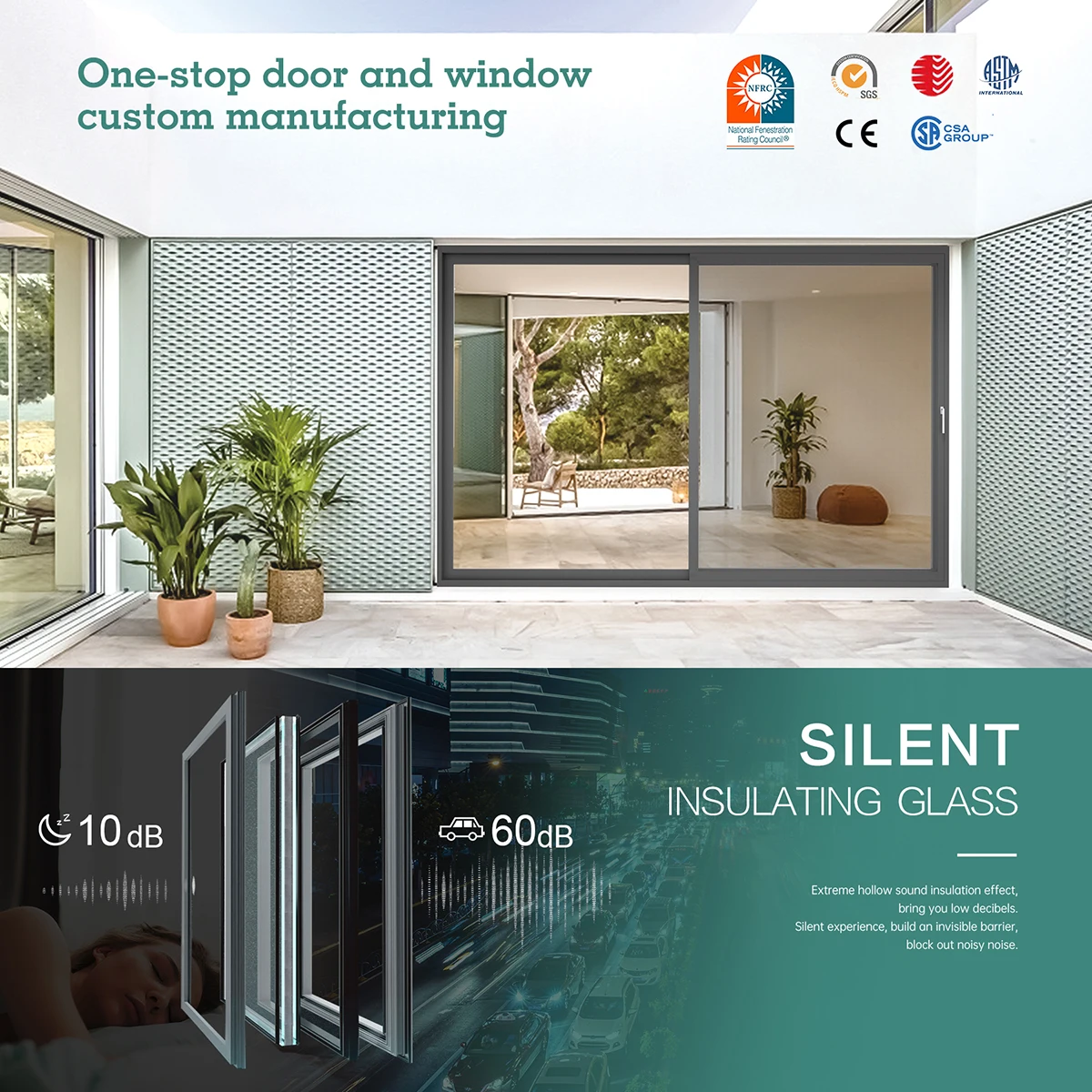 SUNGYE NFRC AS2047 Standard Double Triple Tempered Glass Hurricane Impact Aluminum Alloy Sliding Windows For Balcony