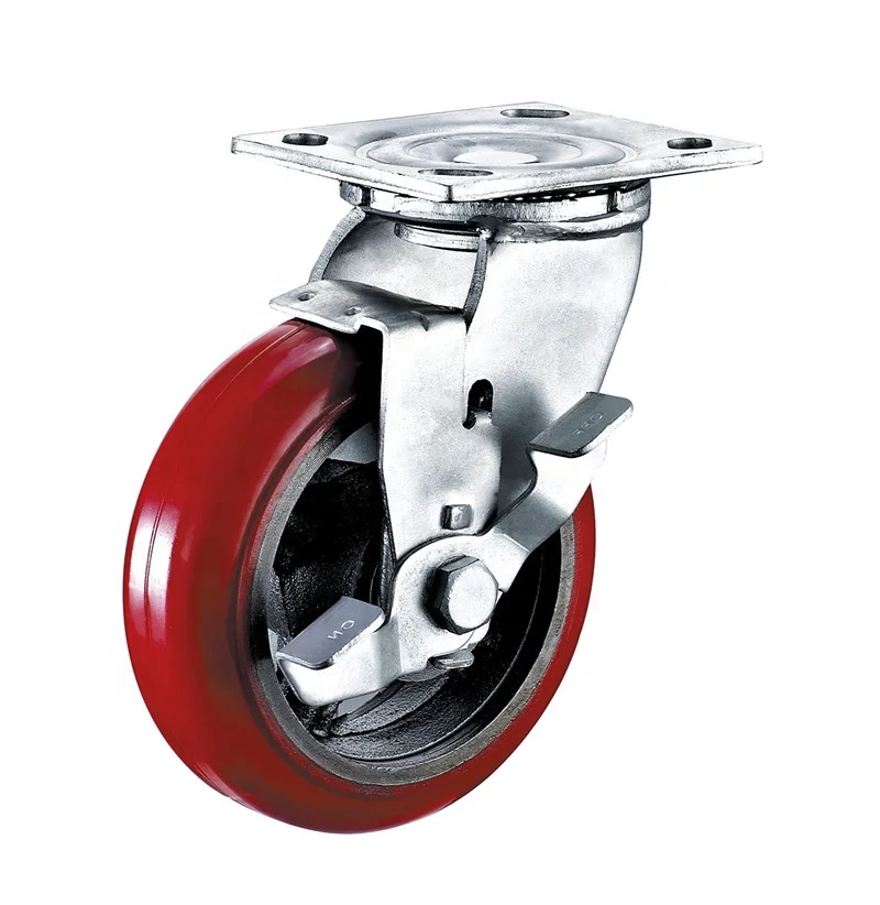 DLPO caster 8 inches 500kg load industrial swivel lock caster wheels for cargo trolley