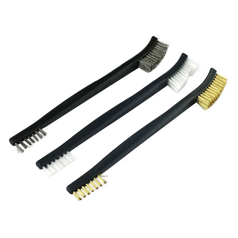 Double ended stainless steel wire brush copper wire nylon brush cleaning and rust removal special tool