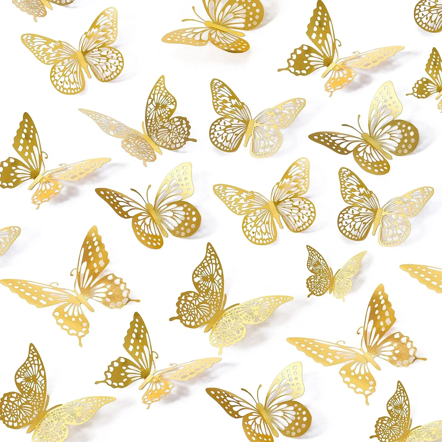 3D Butterfly Wall Decor 3 Sizes, Gold Butterfly Decorations for Wedding Party Decoration