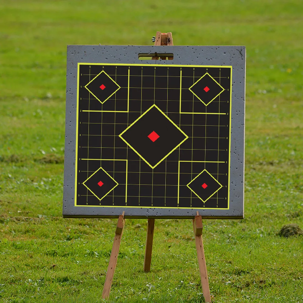 12 inch Bright Fluorescent Yellow Sight in Reactive Splatter Target Self Adhesive Shooting Target Stickers