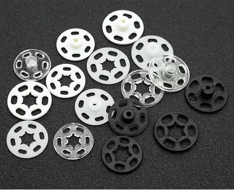 White Transparent Clear Round Square Sewing 2 Parts Press Plastic Snap Buttons