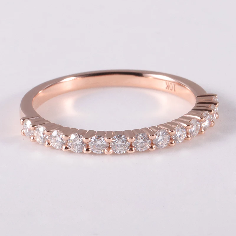 Provence Jewelry 1.8mm melee moissanite 10k rose gold eternity ring band for daily wearing