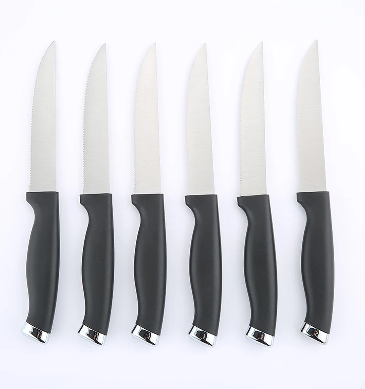 2022 Hot Selling Non-serrated 6 Pieces Kitchen Knife Set Plastic Steak Knife Set